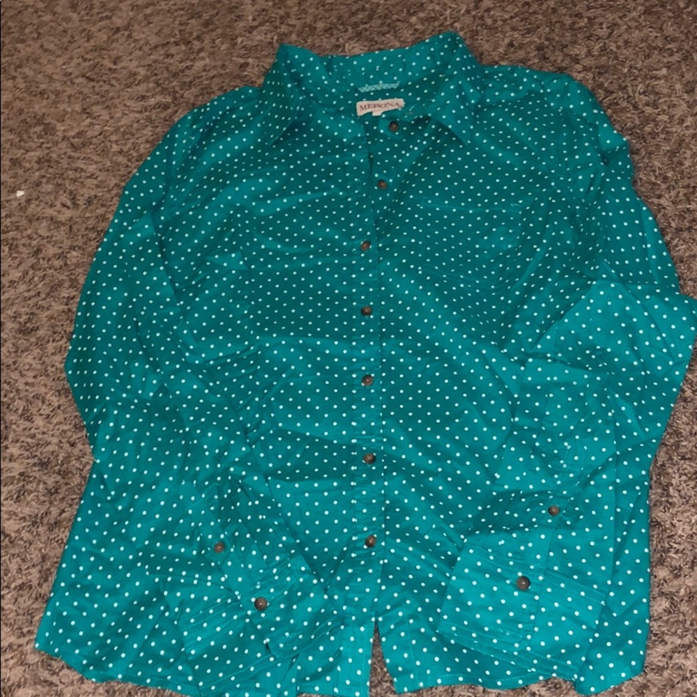Teal Button Up Blouse